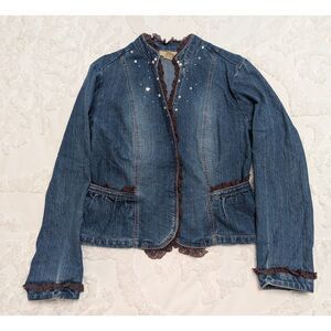 🧵 Denim d Gree Women’s Jean Jacket Size 6 – Studded Lace Western Style